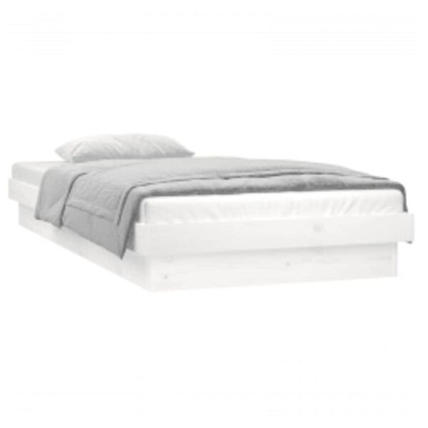 vidaXL Sengeramme med LED hvit 90x200 cm heltre