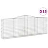 vidaXL Gabionkurver buede 15 stk 400x50x140/160 cm galvanisert jern