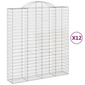vidaXL Gabionkurver buede 12 stk 200x50x220/240 cm galvanisert jern