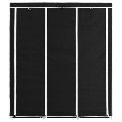 vidaXL Garderobe med skap og stenger svart 150x45x175 cm stoff
