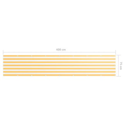 vidaXL Balkongskjerm hvit og gul 75x400 cm oxfordstoff
