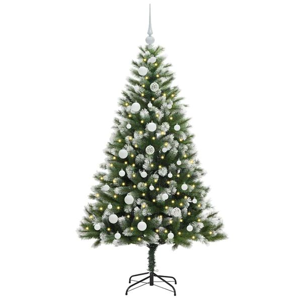 vidaXL Kunstig leddet juletre med flocket sn&oslash; Gr&oslash;nn og hvit 150 cm