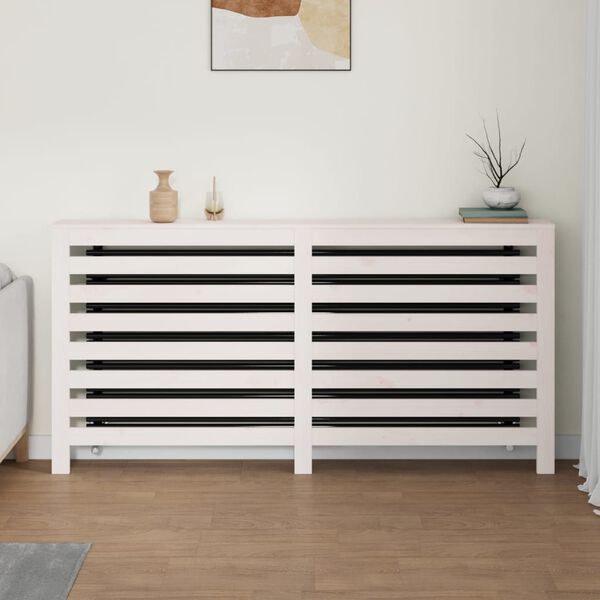 vidaXL Radiatordeksel hvit 169x19x84 cm heltre furu