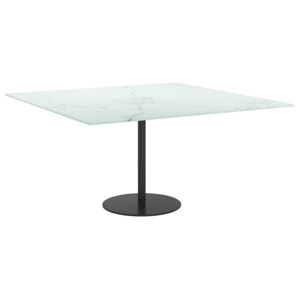 vidaXL Bordplate hvit 80x80 cm 6 mm herdet glass med marmor design