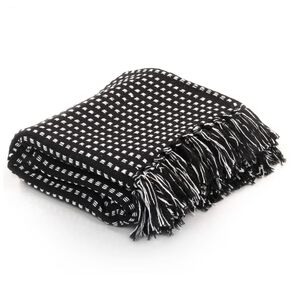 vidaXL Pledd bomull rutetm&oslash;nster 160x210 cm svart