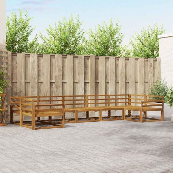 vidaXL Utend&oslash;rs sofa-sett 7 pcs Naturlig Solid akasietre