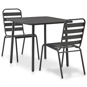 vidaXL Bistrosett 3 deler st&aring;l m&oslash;rkegr&aring;