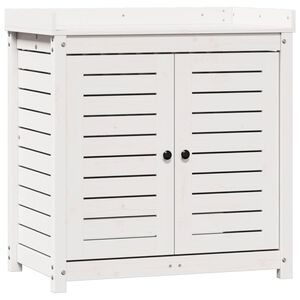 vidaXL Pottebord med hyller hvit 82,5x50x86,5 cm heltre furu