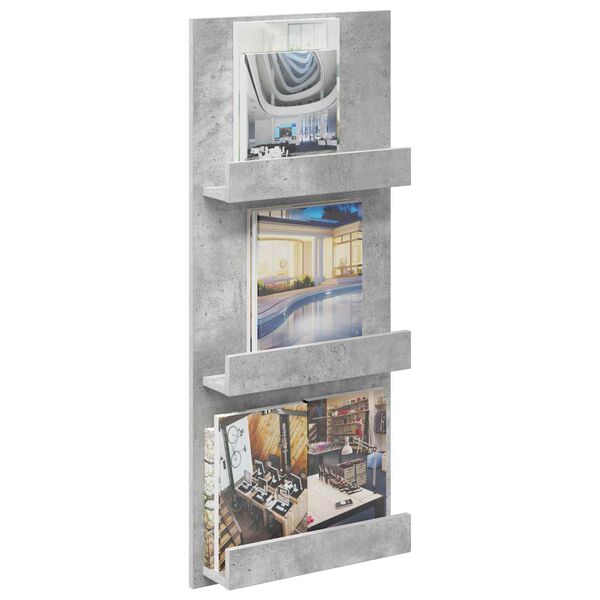 vidaXL Magasinreol med hylle Betonggr&aring; 43 x 11 x 102 cm Konstruert tre