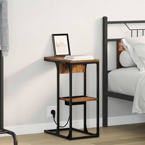 vidaXL Nattbordskap R&oslash;kt eik 41,5 x 26 x 60,5 cm Konstruert tre