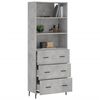 vidaXL Highboard betonggr&aring; 69,5x34x180 cm konstruert tre