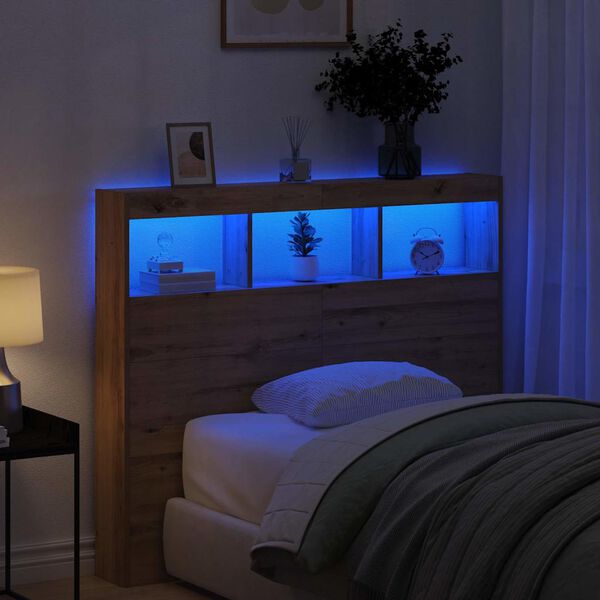 vidaXL Hodegavl med hylle Artisan Eik 120 x 17 x 102 cm Konstruert tre