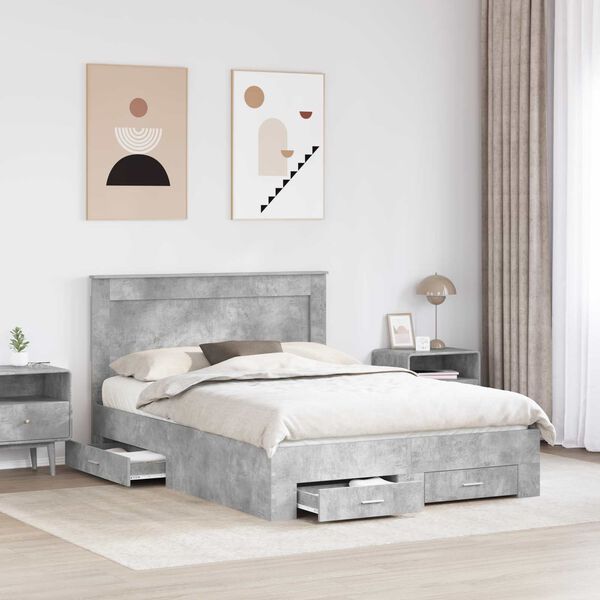 vidaXL Sengestamme med skuff med hodegjerde med lagring Konstruert tre