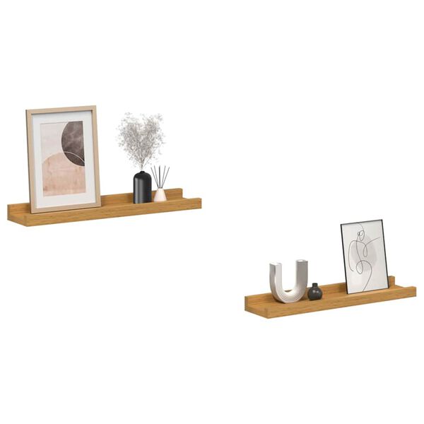 vidaXL Vegghylle med hylle 2 pcs Beige 40 x 9 x 3 cm Konstruert tre