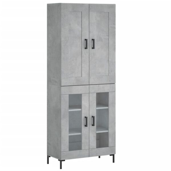 vidaXL Highboard betonggr&aring; 69,5x34x180 cm konstruert tre
