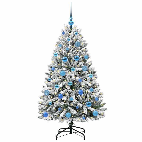 vidaXL Kunstig juletre med 150 LED Gr&oslash;nn og hvit 150 cm PVC og metall
