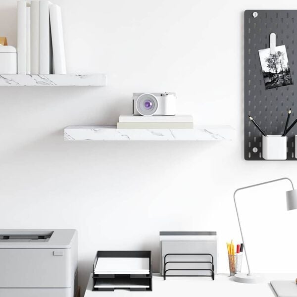 vidaXL Vegghylle Veggmontert Hvit marmor 50 x 23 x 4 cm Konstruert tre