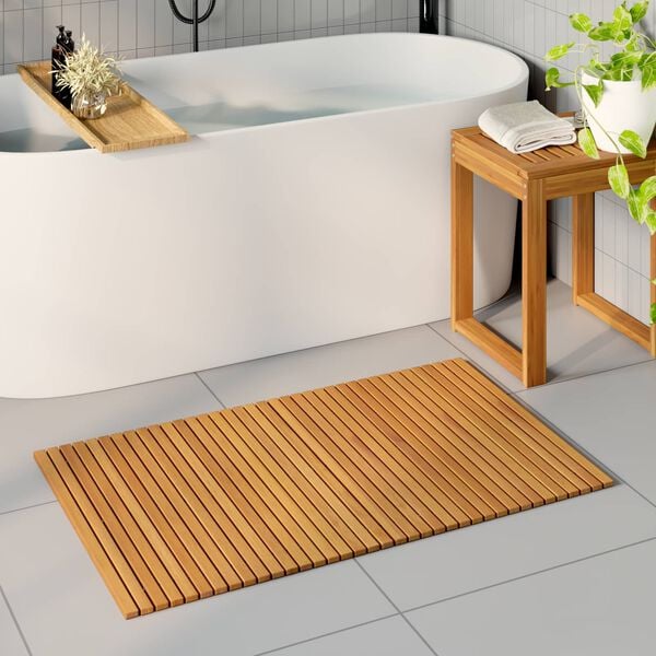 vidaXL Badematte Ensfarget Brun 100 x 60 cm tre