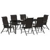 vidaXL Hage Spisegruppe 7 pcs Svart kaffe Poly rattan