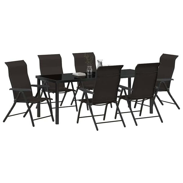 vidaXL Hage Spisegruppe 7 pcs Svart kaffe Poly rattan