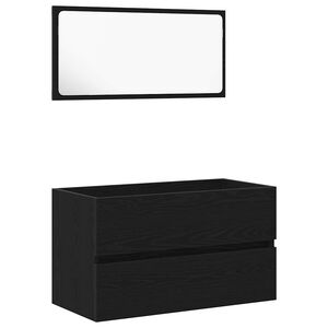 vidaXL Baderomsinnredningssett 2 pcs Svart Eik Konstruert tre
