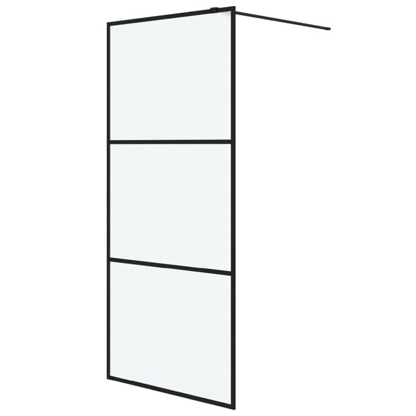 vidaXL Dusjvegg svart 90x195 cm frostet ESG-glass