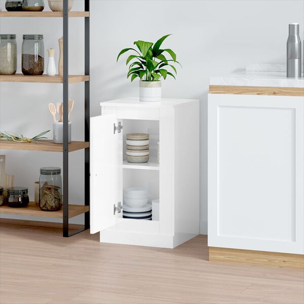 vidaXL Skjenk h&oslash;yglans hvit 37,5x35,5x67,5 cm konstruert tre