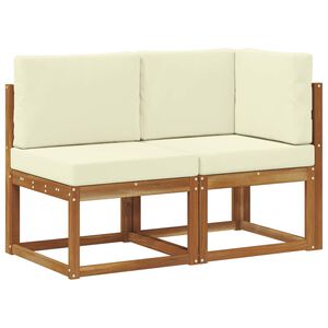 vidaXL Utend&oslash;rs midtbord og hj&oslash;rnesofa med pute 2 Stk Naturlig og Krem