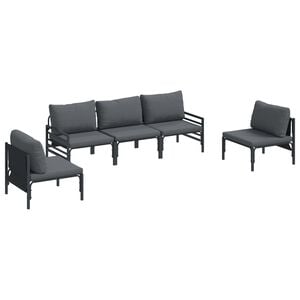 vidaXL Hagesofa Set med pute 5 pcs Svart St&aring;l