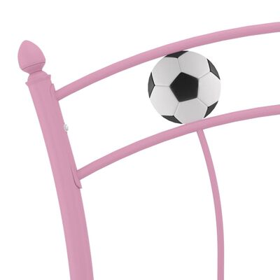 vidaXL Sengeramme med fotballdesign rosa metall 90x200 cm