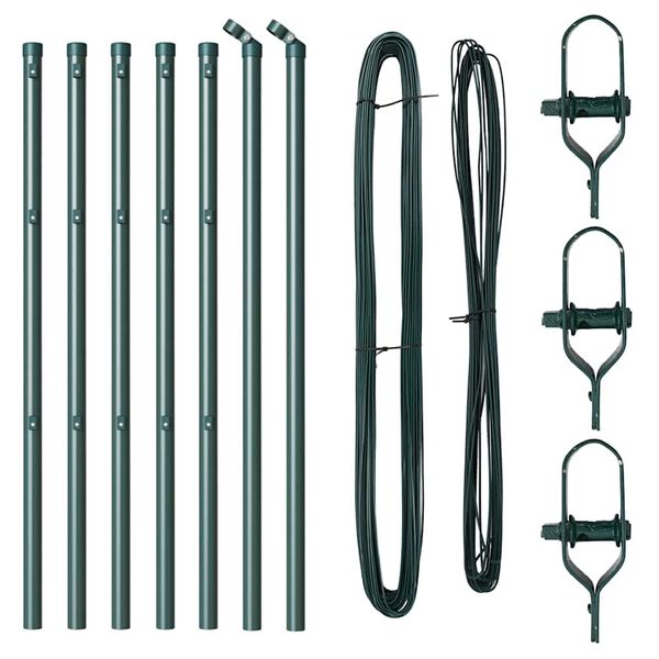 vidaXL Gjerdep&aring;le 7 pcs gr&oslash;nn St&aring;l