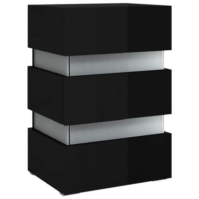 vidaXL LED-nattbord høyglans svart 45x35x67 cm konstruert tre