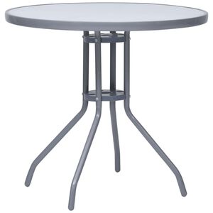 vidaXL Hagebord lysegr&aring; 80 cm st&aring;l og glass