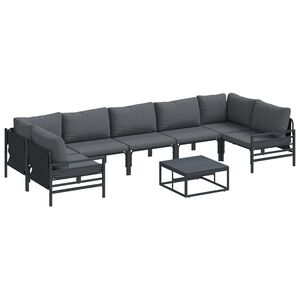 vidaXL Hagesofa Set med pute 8 pcs Svart St&aring;l