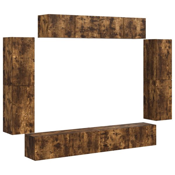 vidaXL TV-skap 8 pcs R&oslash;kt eik