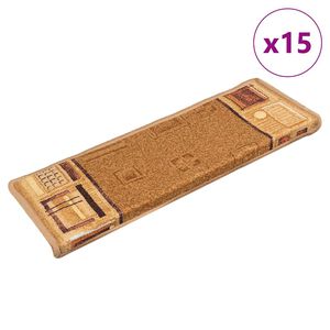 vidaXL Selvklebende trappematter 15 stk 65x21x4 cm beige