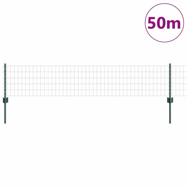 vidaXL Gjerde med stolpe grønn 0,4 x 50 m Stål og PVC