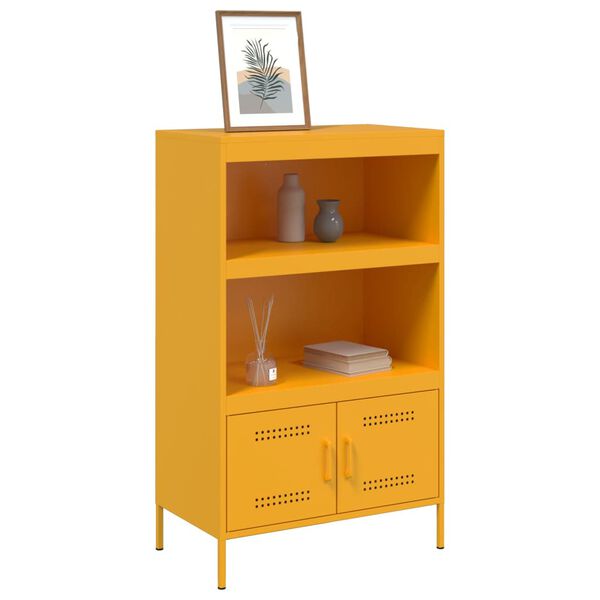 vidaXL Highboard sennepsgul 68x39x113 cm stål