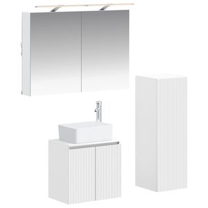 vidaXL Baderomsinnredningssett 4 pcs Hvit Konstruert tre og glass