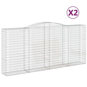 vidaXL Gabionkurver buede 2 stk 400x50x180/200 cm galvanisert jern