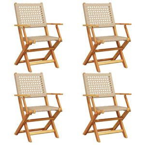 vidaXL Klappstoler 4 stk. beige polyrotting og heltre