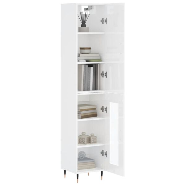 vidaXL Highboard h&oslash;yglans hvit 34,5x34x180 cm konstruert tre