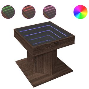vidaXL Salongbord med LED brun eik 50x50x45 cm konstruert tre