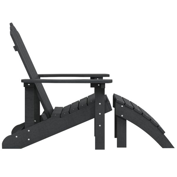 vidaXL Adirondack hagestol med fotskammel HDPE antrasitt