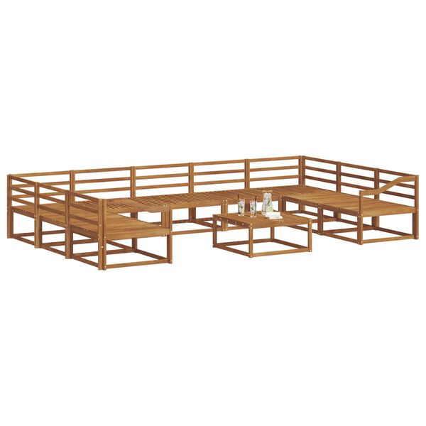 vidaXL Utend&oslash;rs sofa-sett 10 pcs Naturlig Solid akasietre