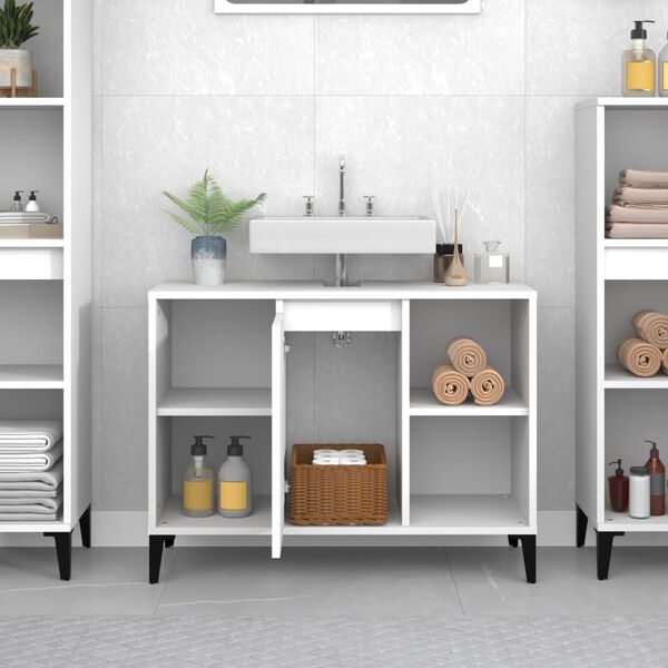 vidaXL Servantskap hvit 80x33x60 cm konstruert tre