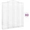 vidaXL Gabionkurver buede 3 stk 200x30x220/240 cm galvanisert jern