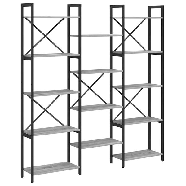 vidaXL Bokhylle Gr&aring; sonoma 156 x 25 x 167 cm Konstruert tre