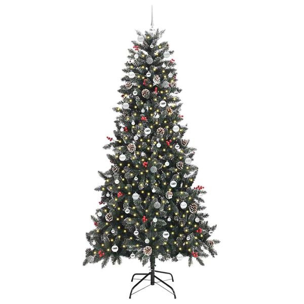 vidaXL Kunstig juletre med 300 LED gr&oslash;nn 240 cm PVC og plast og st&aring;l