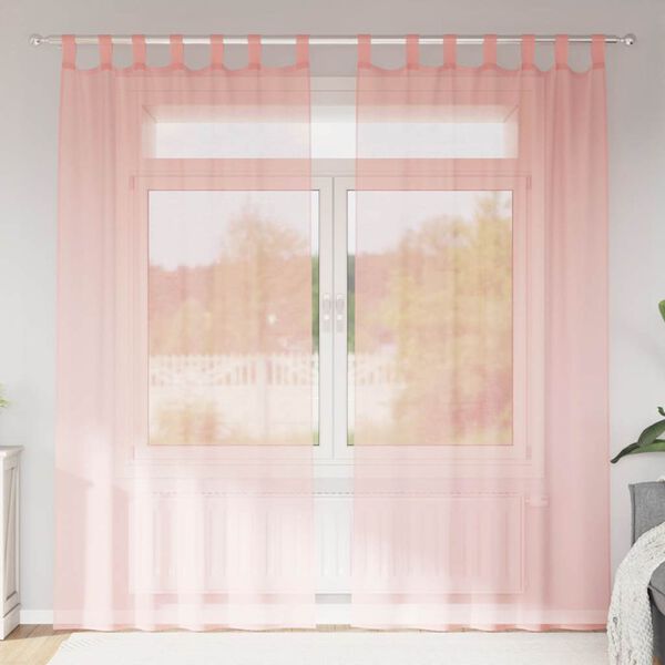 vidaXL Voilegardiner med hemper 2 stk rosa 140x225 cm